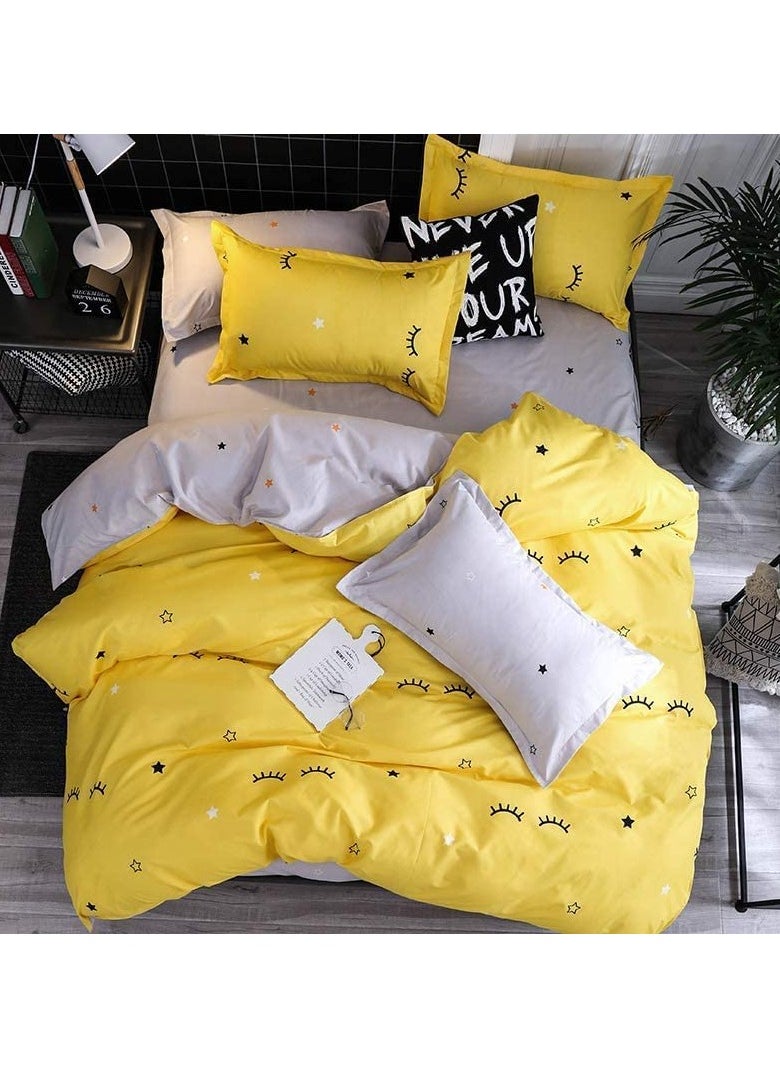 MOON HOME - King/Queen/Single size Soft and Breathable Microfiber Hypoallergenic Beautiful Design Duvet Cover Set ,set includes 1 Comforter Cover, 1 Fitted Bedsheet, 4 Pillowcases - Image 1
