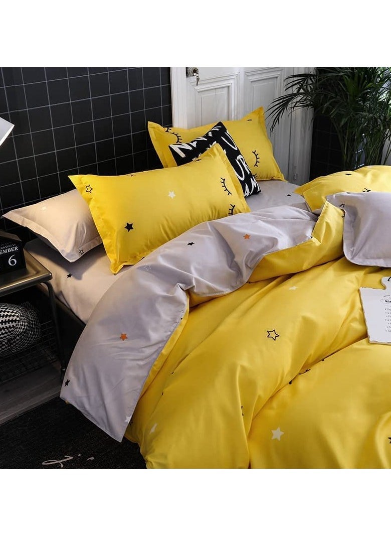 MOON HOME - King/Queen/Single size Soft and Breathable Microfiber Hypoallergenic Beautiful Design Duvet Cover Set ,set includes 1 Comforter Cover, 1 Fitted Bedsheet, 4 Pillowcases - Image 1