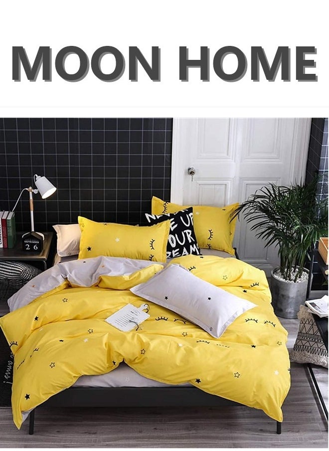 MOON HOME - King/Queen/Single size Soft and Breathable Microfiber Hypoallergenic Beautiful Design Duvet Cover Set ,set includes 1 Comforter Cover, 1 Fitted Bedsheet, 4 Pillowcases - Image 1