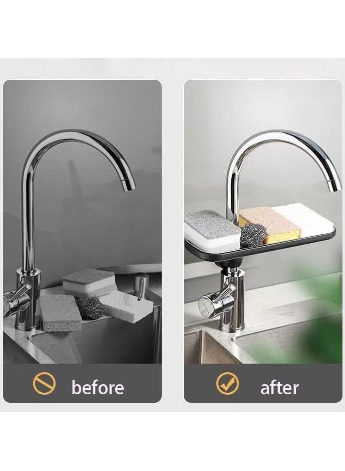 ليموس حامل إسفنج فوق صنبور حوض المطبخ منظم كادي من الفولاذ المقاوم للصدأ قابل للفصل ورف تصريف معلق - Image 4