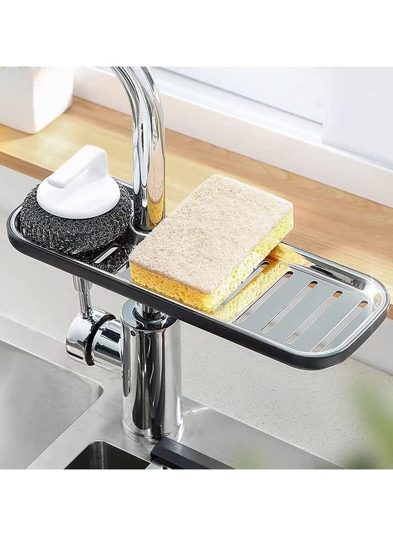 ليموس حامل إسفنج فوق صنبور حوض المطبخ منظم كادي من الفولاذ المقاوم للصدأ قابل للفصل ورف تصريف معلق - Image 1