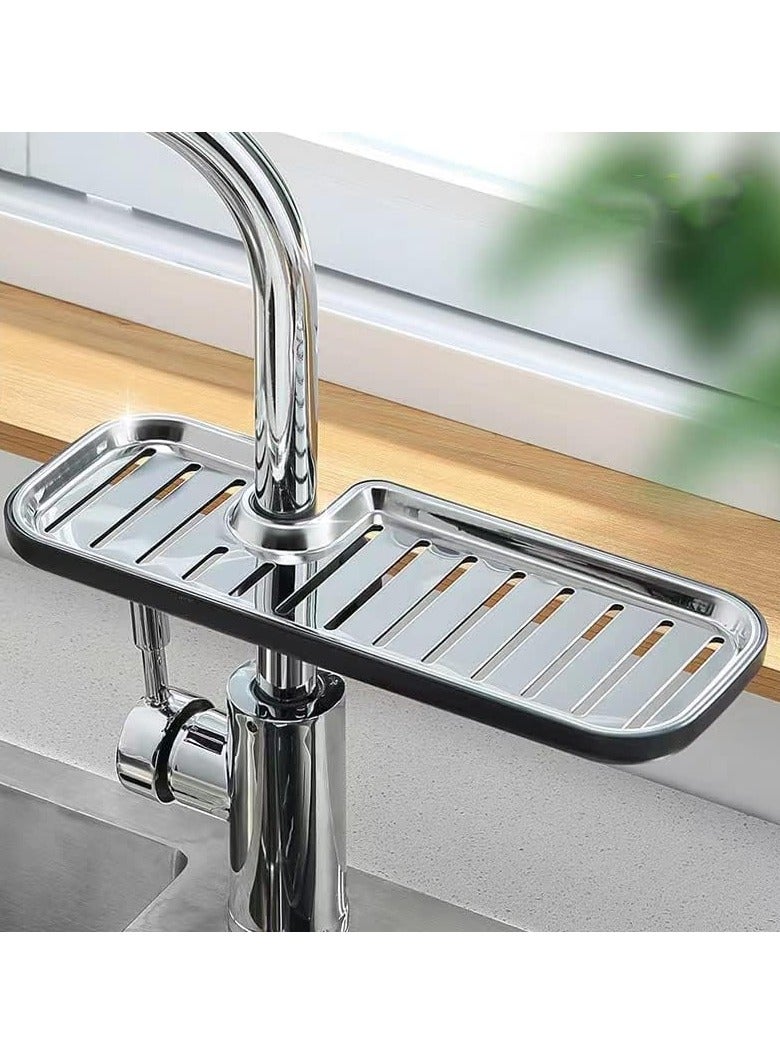 ليموس حامل إسفنج فوق صنبور حوض المطبخ منظم كادي من الفولاذ المقاوم للصدأ قابل للفصل ورف تصريف معلق - Image 3