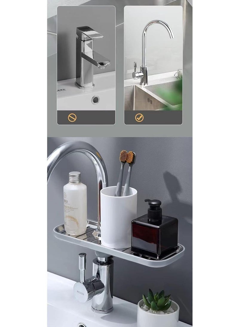 ليموس حامل إسفنج فوق صنبور حوض المطبخ منظم كادي من الفولاذ المقاوم للصدأ قابل للفصل ورف تصريف معلق - Image 5