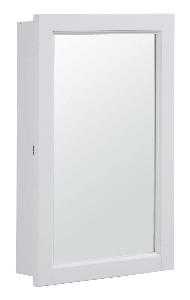 Design House Concord Medicine Cabinet, 1 Mirrored Door, Pre-Assembled, White Frame Wall Cabinet, 16 in W x 5 in D x 26 in H, 590505-WHT - Image 1