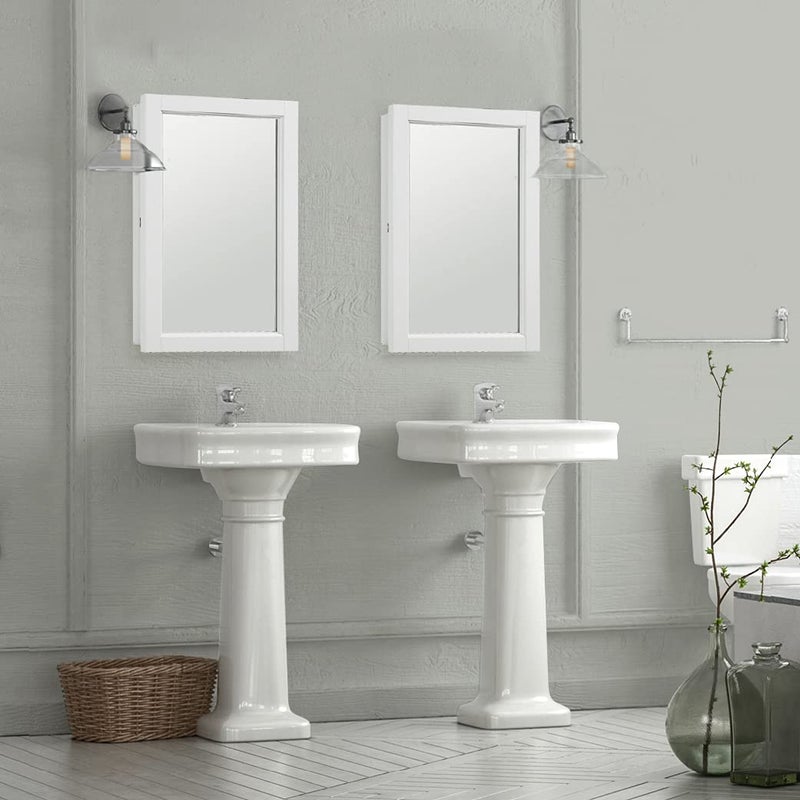 Design House Concord Medicine Cabinet, 1 Mirrored Door, Pre-Assembled, White Frame Wall Cabinet, 16 in W x 5 in D x 26 in H, 590505-WHT - Image 4