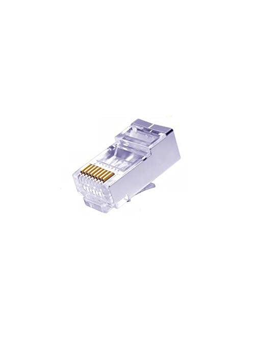 Generic Hanutech Heavy Duty Pass Through RJ45 Connector Crimping Tool  Gold Plated Copper Pin Pass Through RJ45 Connectors Pack of 100 Connectors Network Cable Cutting Stripping CrimperWire Stripper  - Image 4