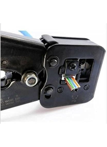 Generic Hanutech Heavy Duty Pass Through RJ45 Connector Crimping Tool  Gold Plated Copper Pin Pass Through RJ45 Connectors Pack of 100 Connectors Network Cable Cutting Stripping CrimperWire Stripper  - Image 3