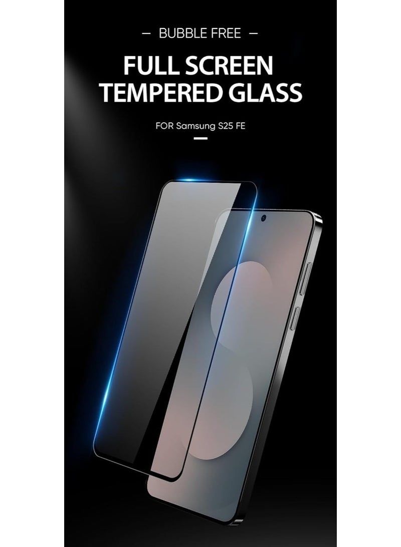 واقي شاشة كامل الغراء لهاتف Samsung Galaxy S25 FE مضاد لبصمات الأصابع ومقاوم للكسر من الزجاج المقوى مع وضوح عالي لهاتف Samsung Galaxy S25 FE - Image 3