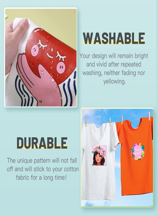 HTVRONT Clear HTV Vinyl for Sublimation, 20 Pack 12" X 12" Glossy Sublimation Vinyl for Cotton Fabric, Wash Durable Clear Dye Sub HTV for Light-Colored T Shirts - Image 4