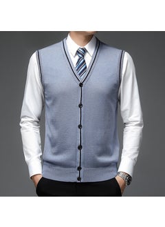 Mens Navy Wool Blend Sleeveless Vest B9061 wave blue