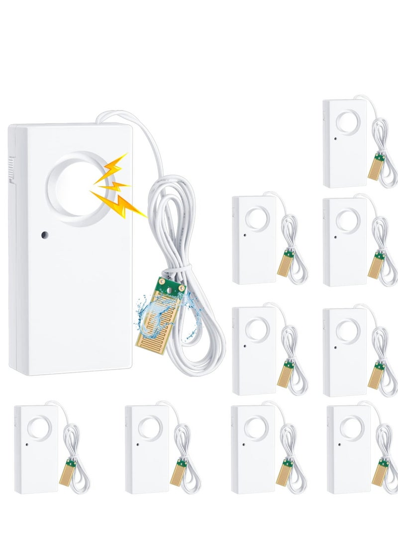 10 Pcs Water Leak Detector, 120dB Loud Siren, Powered by 9V Battery (not Include), Sensor Alarm for Kitchen Basement Water Heater(White) - Image 1