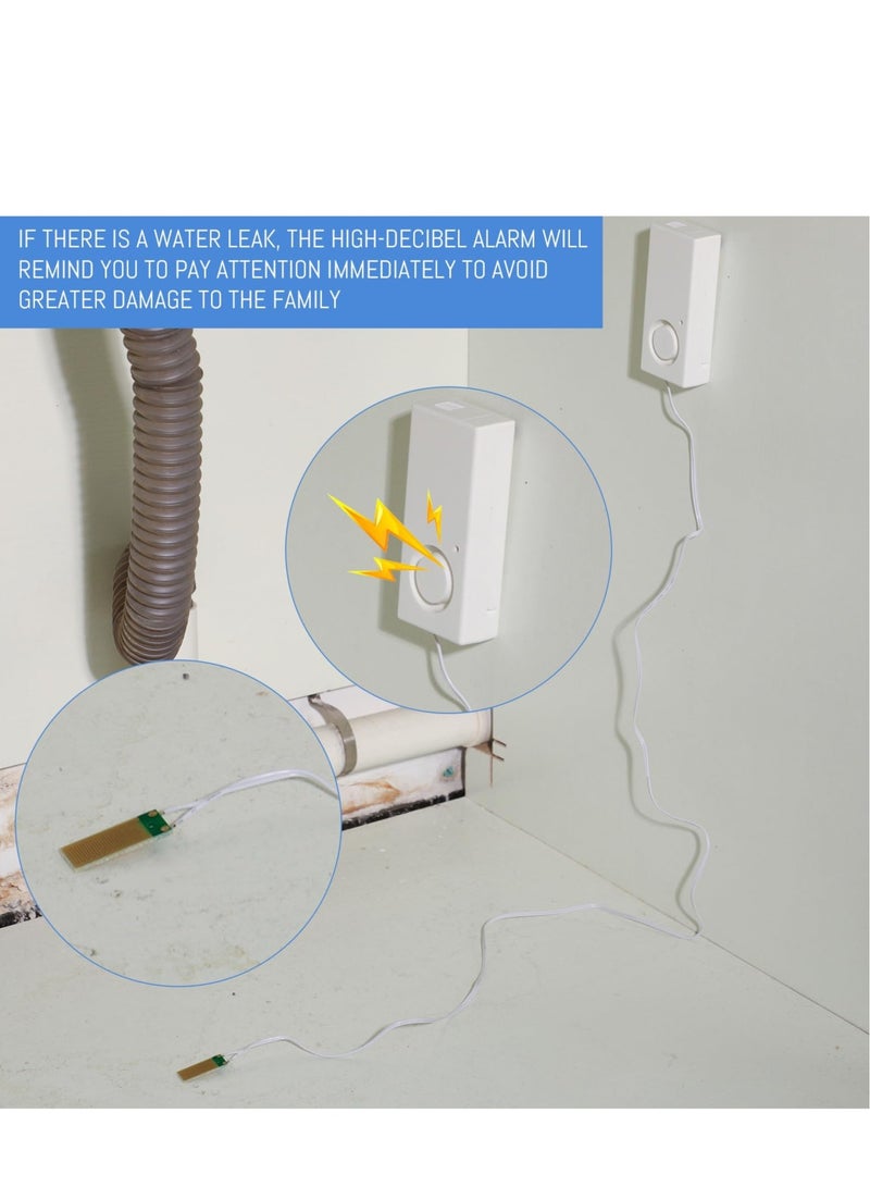 10 Pcs Water Leak Detector, 120dB Loud Siren, Powered by 9V Battery (not Include), Sensor Alarm for Kitchen Basement Water Heater(White) - Image 3