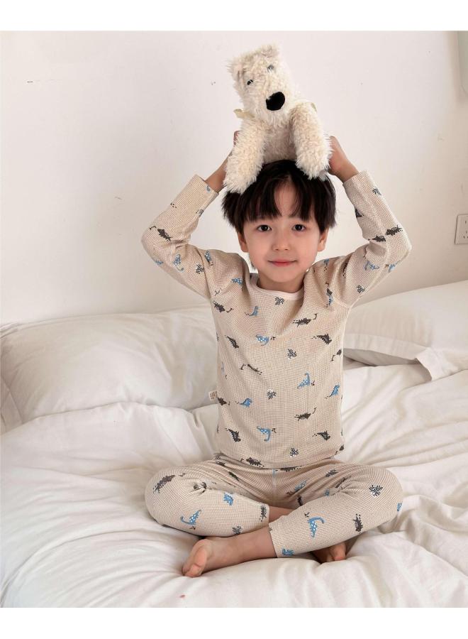 Aimobeibei Homewear Children's Category A Seamless Wool Stretch Pajamas Boys And Girls Cartoon Autumn Underwear Set