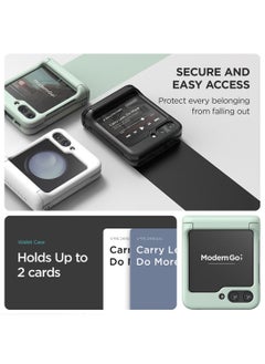 VRS Design Terra Guard Modern Go Z Flip 5 Case Cover Wallet with [Hinge Protection] and [2 Card Holder] Slot - Marine Green  - Image 4