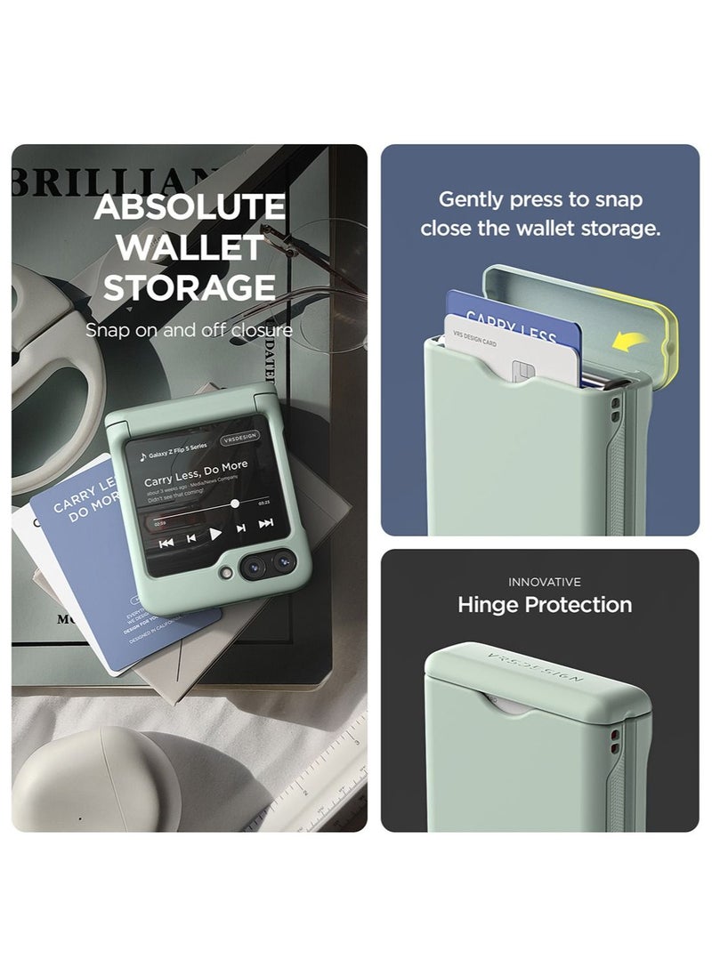 VRS Design Terra Guard Modern Go Z Flip 5 Case Cover Wallet with [Hinge Protection] and [2 Card Holder] Slot - Marine Green  - Image 2