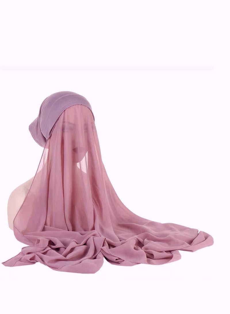 برفكتوري حجاب شيفون فوري للنساء المسلمات تحت غطاء أنبوبي للوشاح، غطاء عمامة للحجاب- - Image 1