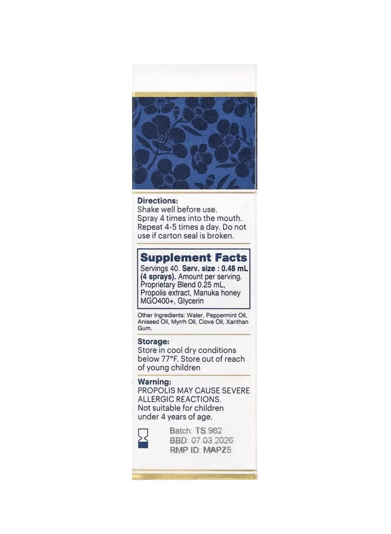 Manuka health Manuka Honey Throat Spray with Propolis MGO 400+ 0.67 fl oz - Image 2
