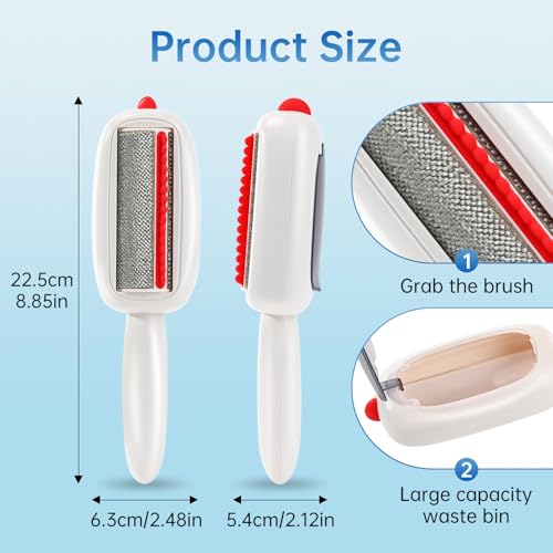 inaBuletwo Reusable Pet Hair Remover Lint Roller Brush, Washable Pet Cat Dog Hair Removal Roller Tool for Clothes (White) - Image 2