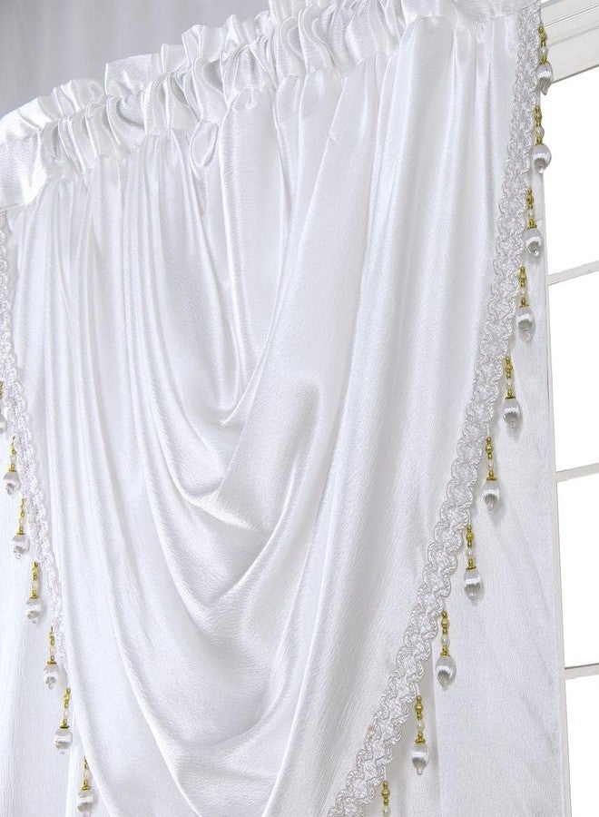 GLORY RUGS ستارة نافذة من GLORY RUGS مع ستارة علوية ملحقة، مناسبة لغرفة النوم، غرفة المعيشة، غرفة الطعام، مقاس 42 × 84 بوصة، لون أبيض - Image 3