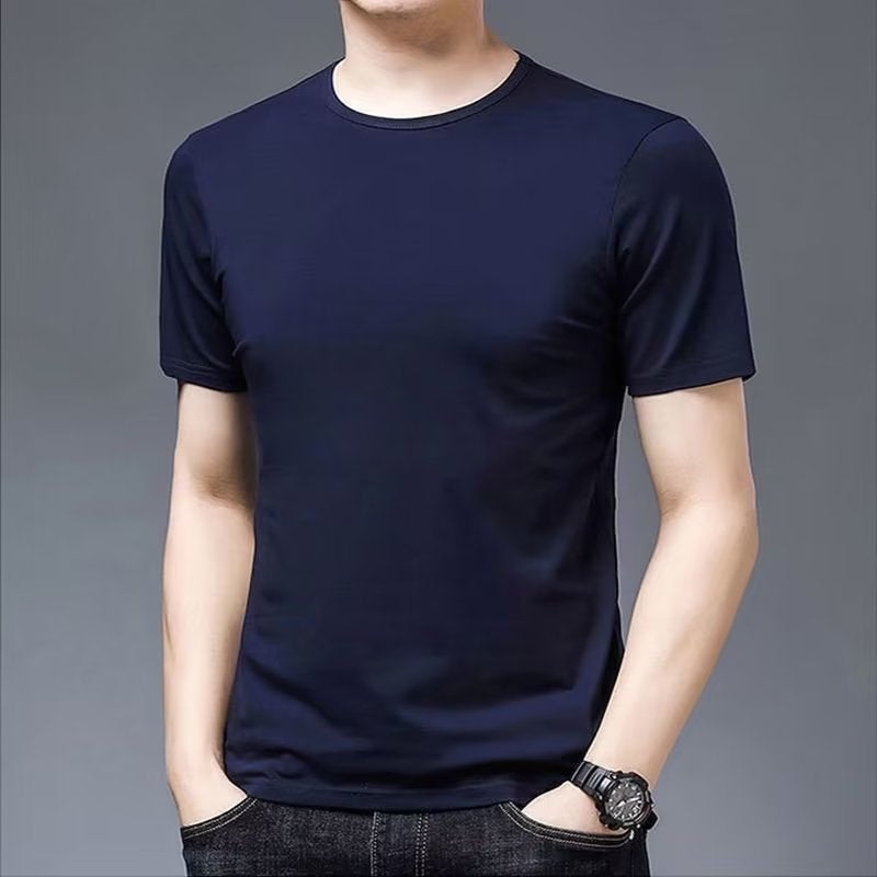 2023 Blue Short-Sleeved T-Shirt Men'S Design Sense Niche Half-Sleeved Fashion Casual Couple T-Shirt Top - Image 1