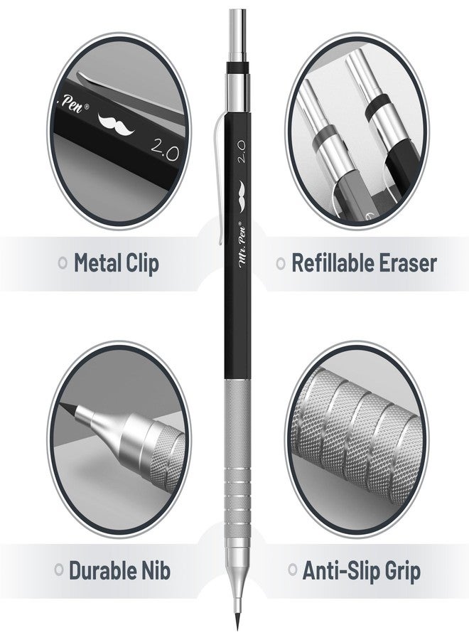 Mr. Pen- Metal Mechanical Pencil Set with Leads and Eraser Refills, 5 Sizes - 0.3, 0.5, 0.7, 0.9 and 2 Millimeters, Sketching/ Drafting Pencil - Image 3