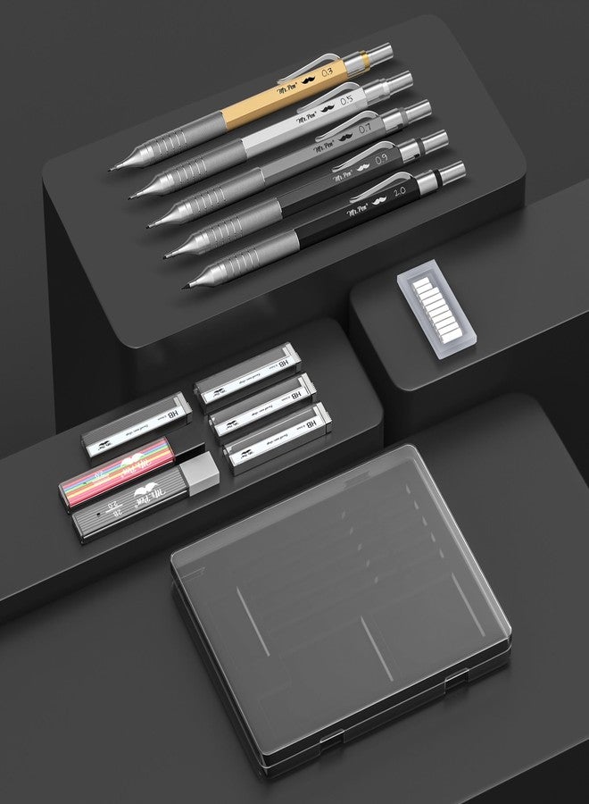 Mr. Pen- Metal Mechanical Pencil Set with Leads and Eraser Refills, 5 Sizes - 0.3, 0.5, 0.7, 0.9 and 2 Millimeters, Sketching/ Drafting Pencil - Image 4