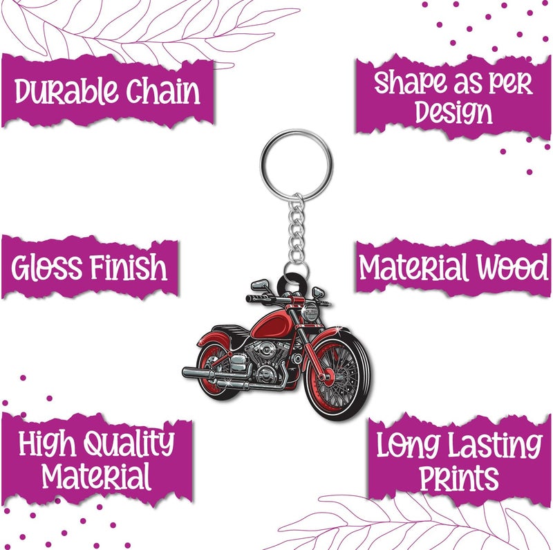 Bhai Please Bike Wooden Keychain For Car, Bike, Office, Home (Pack Of 1) Multicolour Key Chain With Ring | Gift For Men, Women, Girls, Boys, Him And Her, Multi-Coloured - Image 5