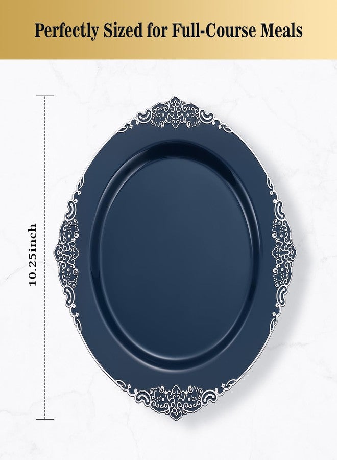 Goodluck Vintage Blue Plastic Plates 10.25 inch - Image 2