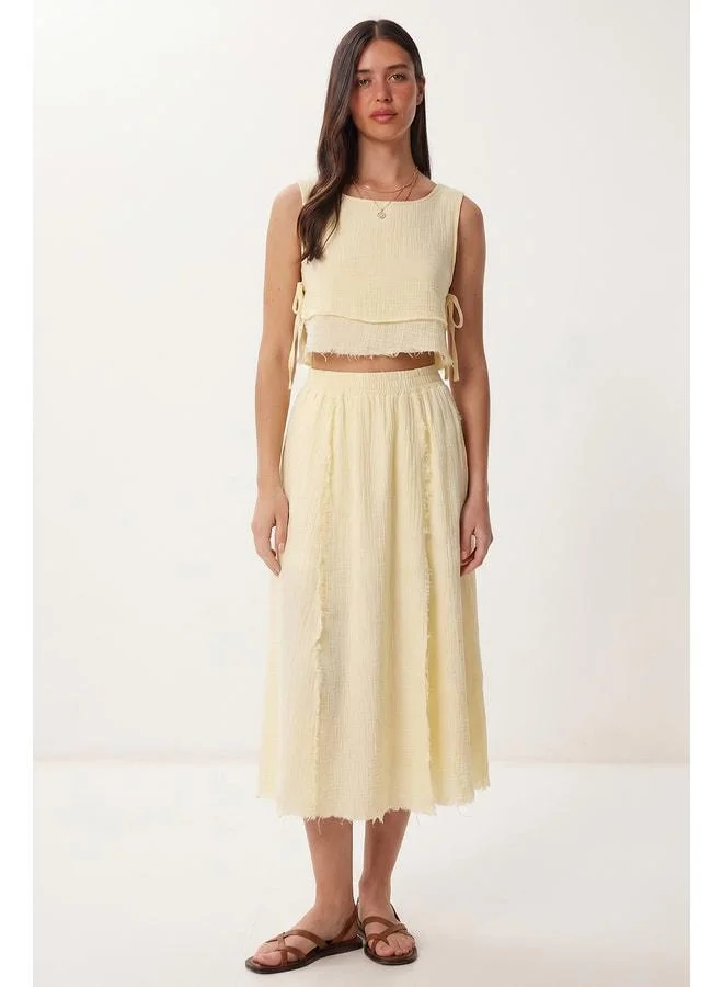 Lovely Istanbul Muslin Blouse Skirt Set LAX0012 Yellow