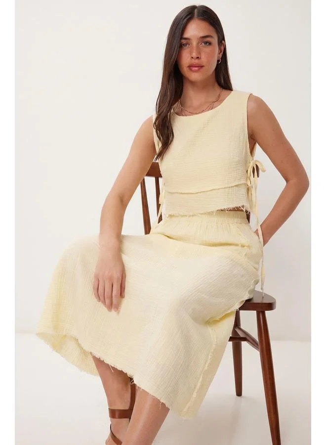 Lovely Istanbul Muslin Blouse Skirt Set LAX0012 Yellow
