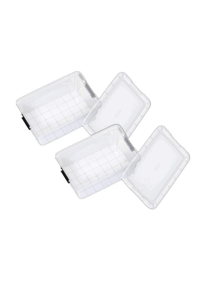 Cosmoplast صندوق تخزين بلاستيكي شفاف سعة 13 لتر مع غطاء قابل للقفل (عبوة من 2) - Image 1