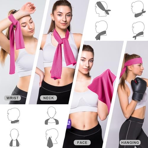 CADONO 4 Pack Cooling Towel (40"x12"), Soft Breathable Chilly Towel, Ice Towel, Microfiber Towel for Yoga, Sport, Running, Workout,Gym, Camping, Fitness, Workout & More Activities(Multicolor) - Image 5
