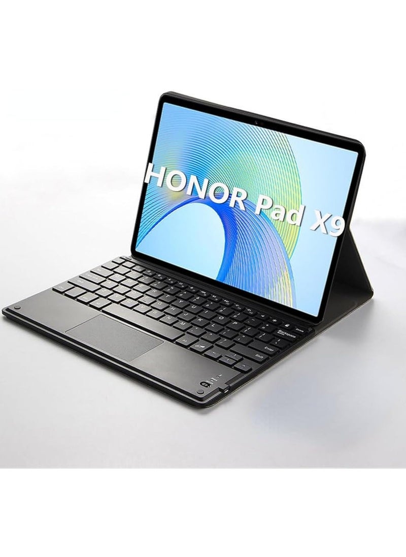 General - Arabic and English Keyboard Cover Case Compatible with Honor Pad X9 11.5 inch 2023, Leather Tablet Protective Cover with Wireless Removable Bluetooth Keyboard & Trackpad Mouse - Image 1