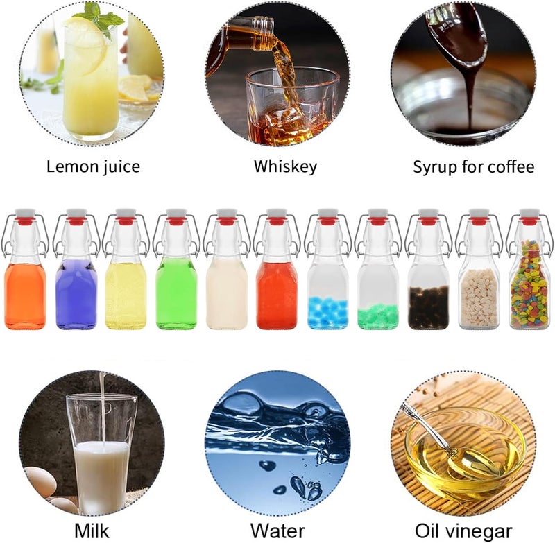 eispap 12 Pcs 4 oz Swing Top Glass Bottles,Flip Top Glass bottles with airtight Caps for Home Brewing Beer,Kombucha,2nd Fermentation,Kefir,Beverages,Soda,Oils,Vinegar,Limoncello,Vanilla extract (12pc) - Image 3