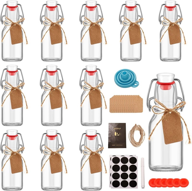 eispap 12 Pcs 4 oz Swing Top Glass Bottles,Flip Top Glass bottles with airtight Caps for Home Brewing Beer,Kombucha,2nd Fermentation,Kefir,Beverages,Soda,Oils,Vinegar,Limoncello,Vanilla extract (12pc) - Image 1