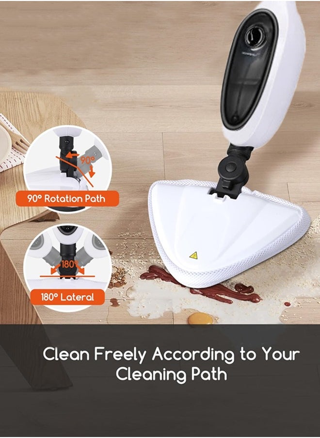 Joshberg Steam Mop,Floor Steamer with 10 Accessories,Safe for all Sealed Hard Floors like Tile,Hardwood,  Stone, Laminate,Marble Floors & More,15s Rapid Heating, 280ml Water Tank , 1300W ALE-006,White/Black  - Image 3