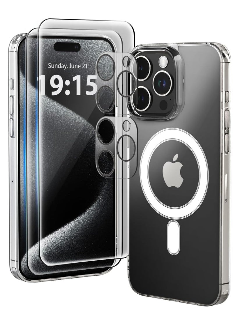 إلترازون ELTRAZONE  Designed for iPhone 13 Pro Case, [Clear] 5 in 1 [Non Yellowing] Case with 2X Tempered Glass Screen and 2X Camera Lens Protectors, Shockproof and Air-Guard Corners (Clear MagSafe) - Image 1