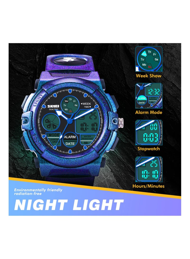 SYOSI Kids Watch,Unisex Kids Watch for 3-15 Year Old Boys,Digital Sport Outdoor Multifunctional Chronograph LED 50 M Waterproof Alarm Calendar Analog Watch with Luminous for Children,Kids Gift (Dragon Blue) - Image 5