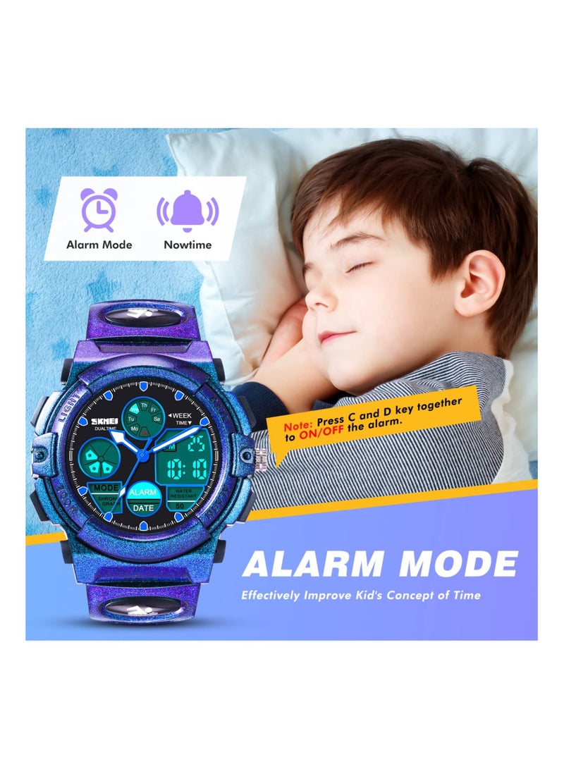 SYOSI Kids Watch,Unisex Kids Watch for 3-15 Year Old Boys,Digital Sport Outdoor Multifunctional Chronograph LED 50 M Waterproof Alarm Calendar Analog Watch with Luminous for Children,Kids Gift (Dragon Blue) - Image 4