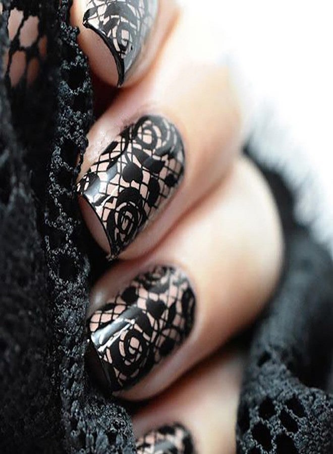 HYWWPFLAY 10 Sheets Lace Nail Foils Transfer for Nails, Lace Nail Art Foil Transfer Stickers, Holographic Nail Foil Stickers, Manicure Design for DIY Nails Decoration (Black) - Image 5