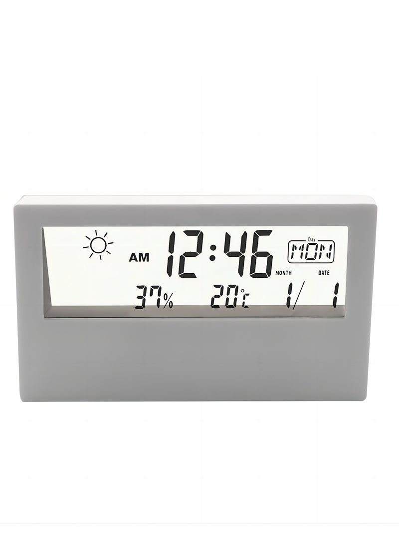 Digital Alarm Clock Display Time/Date/Temperature Sleep Timer White  - Image 1