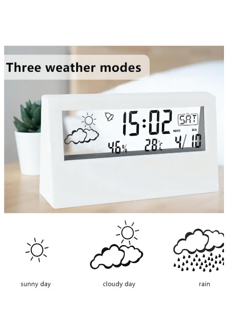 Digital Alarm Clock Display Time/Date/Temperature Sleep Timer White  - Image 5