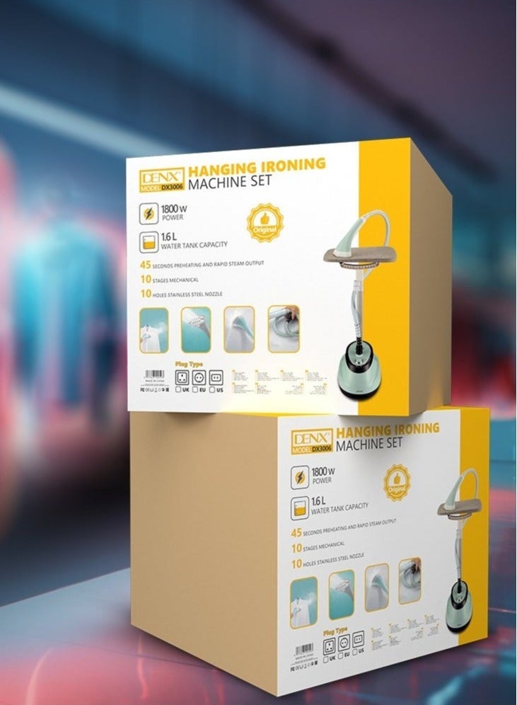 دينكس مجموعة مكواة الملابس المعلقة - مكواة بخار عمودية للملابس بقوة 1800 واط مع مستويين للبخار وخزان مياه كبير سعة 1.6 لتر، مكواة محمولة سريعة التسخين لجميع أنواع الأقمشة - Image 5