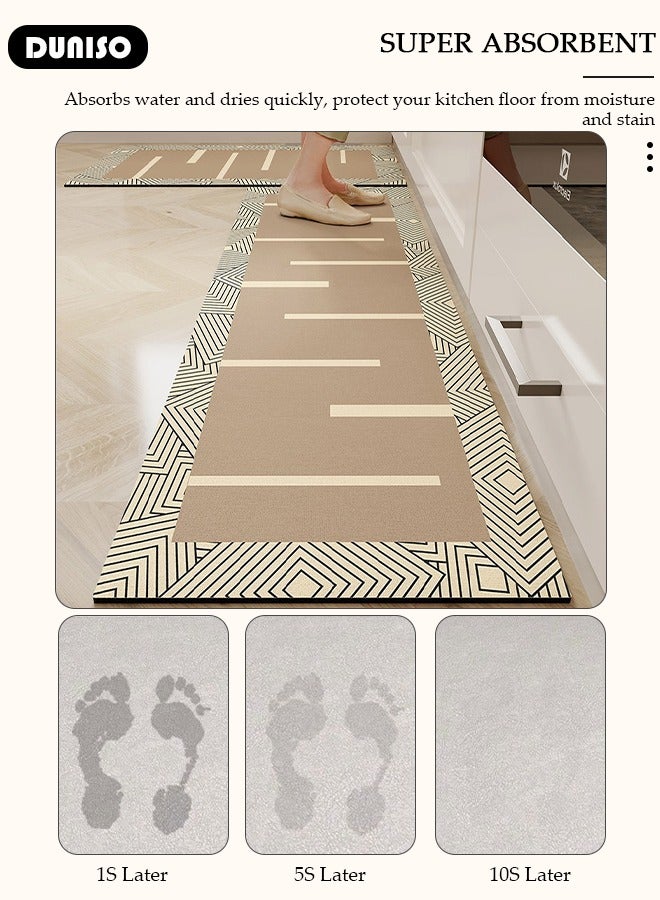 DUNISO 2 PCS Kitchen Mats and Rugs Set , Non Slip Heavy Duty Standing Mat, Quick Dry Diatom Mud Floor Mat, Extra Soft and Absorbent Floor Mats for Kitchen, Bath, Office, Laundry(40*60cm+40*120cm) - Image 4
