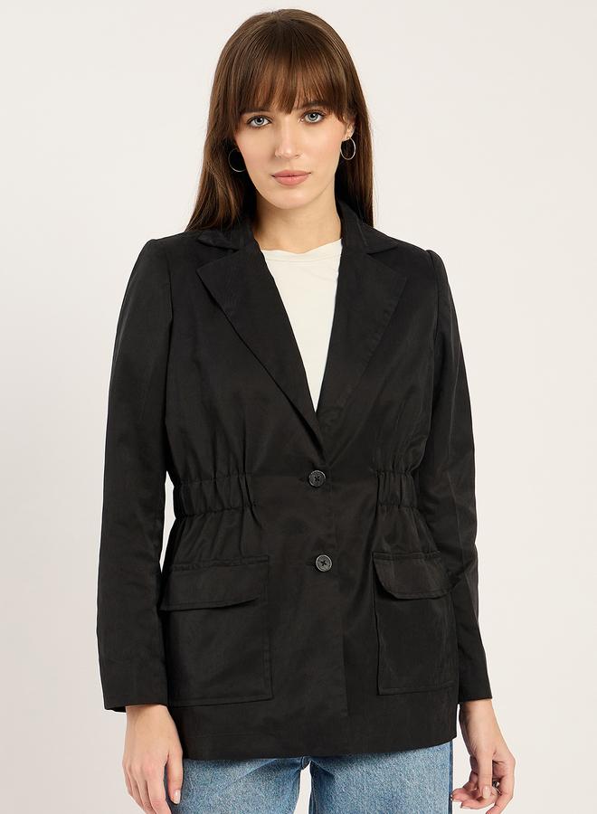 Femmella Women Black Cinched Waist Blazer - Image 1