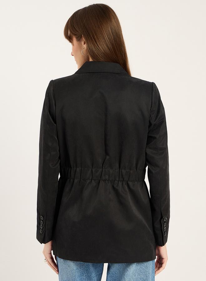 Femmella Women Black Cinched Waist Blazer - Image 3