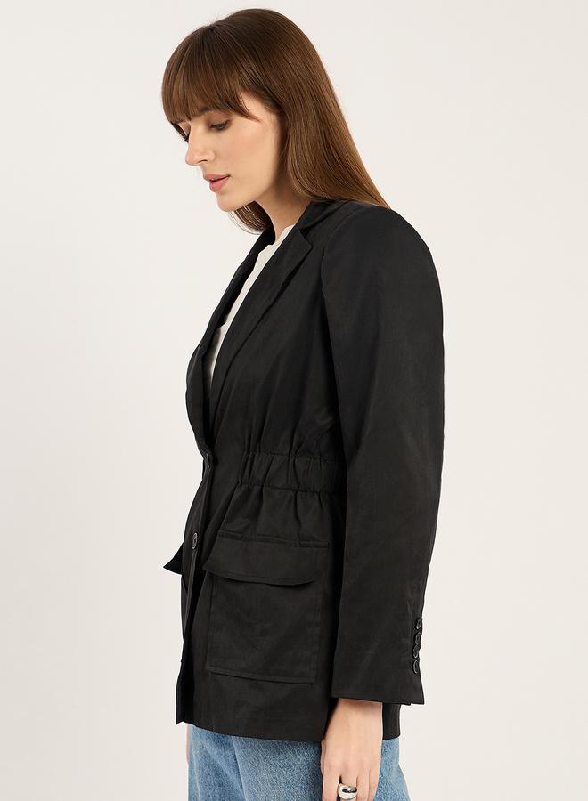 Femmella Women Black Cinched Waist Blazer - Image 2
