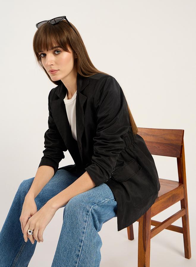 Femmella Women Black Cinched Waist Blazer - Image 5