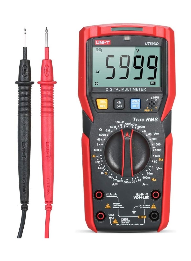 UniT UT89XD Digital Multimeter High Accuracy Handheld Mini Universal Meter 6000 Counts LCD Display True RMS Measure AC/DC Voltage Current Resistance Capacitance LED Test Frequency Diode Tester  - Image 1