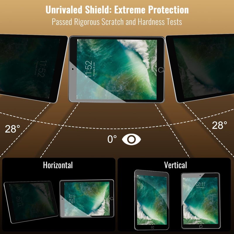 avakot Privacy Screen Protector for iPad 6th Generation 9.7 Inch, Private Tempered Glass Film for iPad 5th Gen 9.7", Private Touch Sensitive Screen Protector for i Pad Air 2/Air 1/Pro 9.7, 1 Pack - Image 4